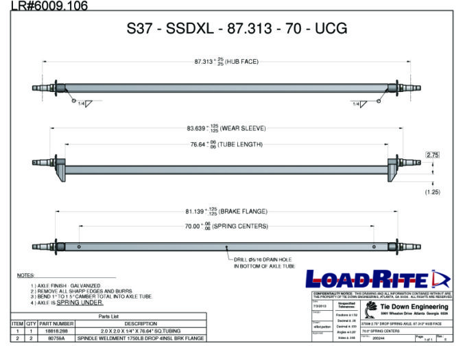 Axle Assemblies & Weldments Spring & Torsion Load Rite Trailers